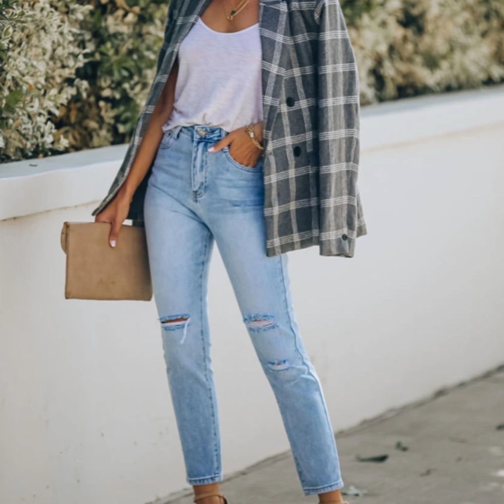 High Rise Distressed Skinny Jeans